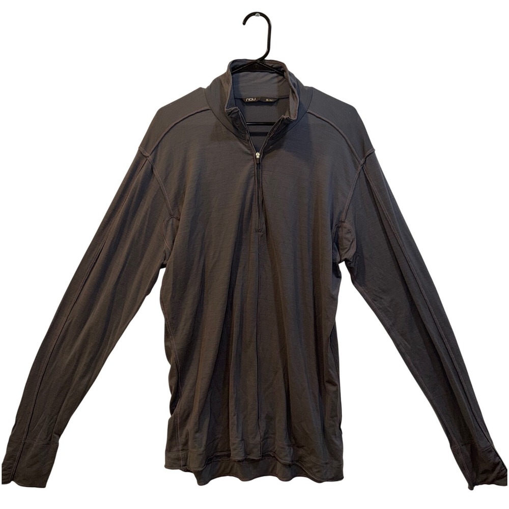 Nau Mens Gray‎ Merino Wool Blend Quarter Zip Long Sleeve Pullover Shirt XL